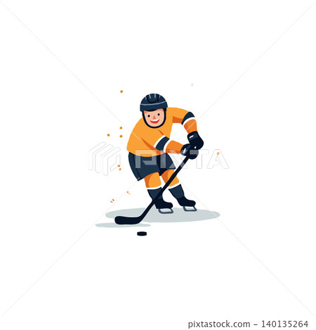 Dynamic ice hockey player captured mid-action, showcasing agility and determination. The illustration features vibrant colors and clean lines, highlighting the speed and energy of the sport. Ideal Dynamic ice hockey player captured mid-action, showcasing agility and determination. The illustration features vibrant colors and clean lines, highlighting the speed and energy of the sport. Ideal 140135264