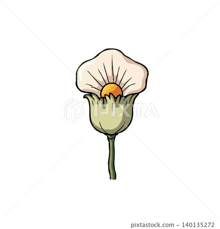 A captivating cartoon flower drawing, showcasing delicate petals in soft hues. This isolated blossom brings a touch of natural beauty to designs. Simple graphic evokes springtime elegance. A captivating cartoon flower drawing, showcasing delicate petals in soft hues. This isolated blossom brings a touch of natural beauty to designs. Simple graphic evokes springtime elegance. 140135272