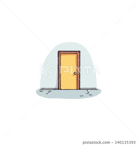 A simple, serene illustration showcasing a minimalist yellow door, inviting viewers to contemplate themes of opportunity and potential. Soft pastel colors and gentle shading create a hopeful and A simple, serene illustration showcasing a minimalist yellow door, inviting viewers to contemplate themes of opportunity and potential. Soft pastel colors and gentle shading create a hopeful and 140135393