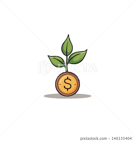 This illustration depicts a young plant emerging from a gold coin, symbolizing financial growth and the potential for investment to flourish. It represents the idea of nurturing assets and watching This illustration depicts a young plant emerging from a gold coin, symbolizing financial growth and the potential for investment to flourish. It represents the idea of nurturing assets and watching 140135404
