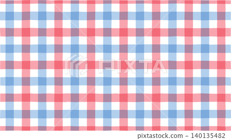 Hand-drawn style French-colored gingham check pattern (horizontal and vertical) 140135482
