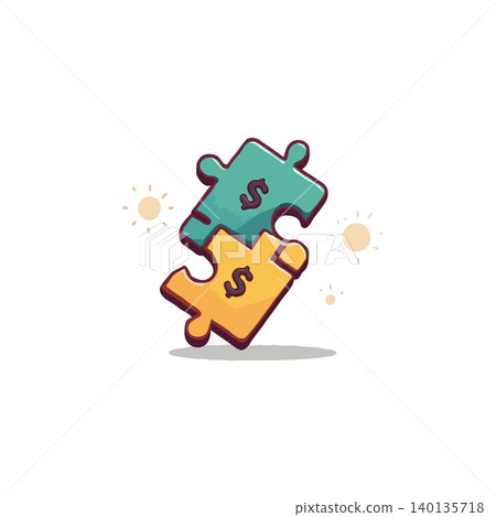 A symbolic illustration of two puzzle pieces connected, representing financial synergy and strategic partnerships. Each piece features a dollar sign, highlighting the economic benefits of A symbolic illustration of two puzzle pieces connected, representing financial synergy and strategic partnerships. Each piece features a dollar sign, highlighting the economic benefits of 140135718