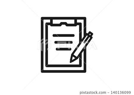 Binder, paper, and pen (completed icon) 140136099
