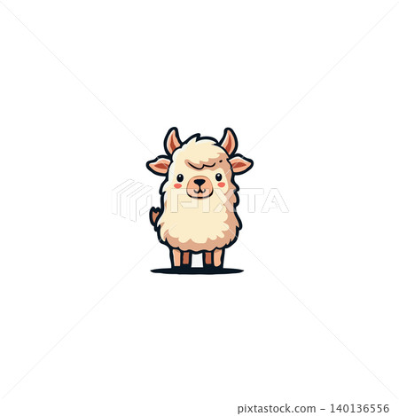 A charming cartoon llama stands centered, its soft woolly coat and friendly expression radiating warmth. This delightful image evokes a sense of playfulness and innocence, making it an ideal A charming cartoon llama stands centered, its soft woolly coat and friendly expression radiating warmth. This delightful image evokes a sense of playfulness and innocence, making it an ideal 140136556