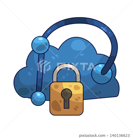 Illustration of Network Cloud Lock Illustration of Network Cloud Lock 140136623