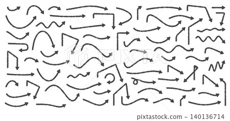 Hand Drawn Charcoal Arrow Set Hand Drawn Charcoal Arrow Set 140136714