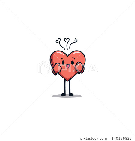 A cartoon heart character joyfully spreads affection, radiating love and positive emotions. This adorable illustration conveys feelings of happiness and is ideal for expressing romance, fondness, A cartoon heart character joyfully spreads affection, radiating love and positive emotions. This adorable illustration conveys feelings of happiness and is ideal for expressing romance, fondness, 140136823