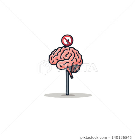 A playful illustration depicting a brain supported by a rod, capped with a clock showing no entry, symbolizes protecting mental well-being. It's a creative concept that signifies the importance of A playful illustration depicting a brain supported by a rod, capped with a clock showing no entry, symbolizes protecting mental well-being. It's a creative concept that signifies the importance of 140136845