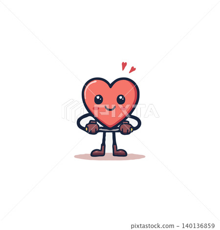 This image showcases an adorable animated heart character, exuding happiness and love. It features a charming smile, tiny hearts floating above and expressive arms and legs. This delightful This image showcases an adorable animated heart character, exuding happiness and love. It features a charming smile, tiny hearts floating above and expressive arms and legs. This delightful 140136859