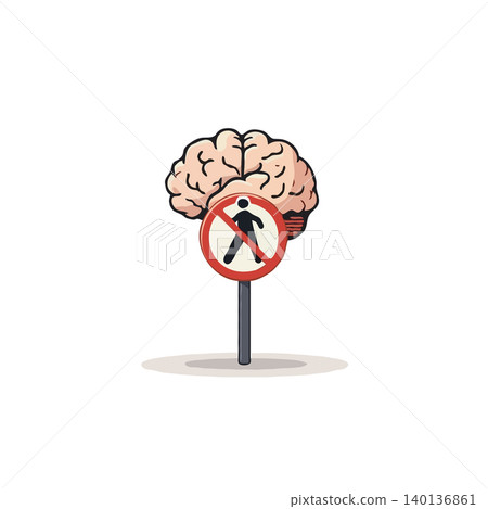 A symbolic illustration shows a brain blocked by a prohibition sign, highlighting how restrictive thought processes can impact brain function and mental health. This image serves as a visual A symbolic illustration shows a brain blocked by a prohibition sign, highlighting how restrictive thought processes can impact brain function and mental health. This image serves as a visual 140136861