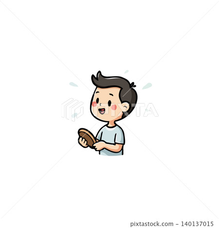 A charming cartoon illustration displays a boy holding a pancake, eyes wide with excitement, expressing pure joy. It symbolizes youthful glee, and the anticipation of a delicious treat during a A charming cartoon illustration displays a boy holding a pancake, eyes wide with excitement, expressing pure joy. It symbolizes youthful glee, and the anticipation of a delicious treat during a 140137015