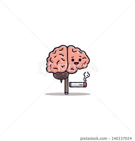 A whimsical cartoon illustrating a brain alongside a smoking cigarette, highlighting the dangers of smoking and the detrimental effects on cognitive function and overall mental health, creating A whimsical cartoon illustrating a brain alongside a smoking cigarette, highlighting the dangers of smoking and the detrimental effects on cognitive function and overall mental health, creating 140137024