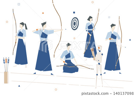 High school students practicing archery with an AI robot High school students practicing archery with an AI robot 140137098