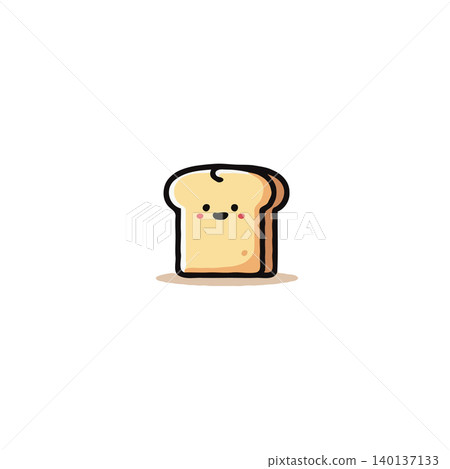 A charming cartoon representation of a slice of bread. The bread has a delighted, sweet expression, drawn in a minimalistic and endearing cartoon style. Perfect to use in different projects, a cute A charming cartoon representation of a slice of bread. The bread has a delighted, sweet expression, drawn in a minimalistic and endearing cartoon style. Perfect to use in different projects, a cute 140137133
