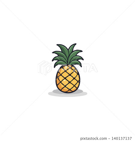 A delightful cartoon rendering of a pineapple, featuring bright yellow hues and lush green leaves. This cheerful graphic element brings a touch of tropical freshness. Ideal for designs seeking a A delightful cartoon rendering of a pineapple, featuring bright yellow hues and lush green leaves. This cheerful graphic element brings a touch of tropical freshness. Ideal for designs seeking a 140137137