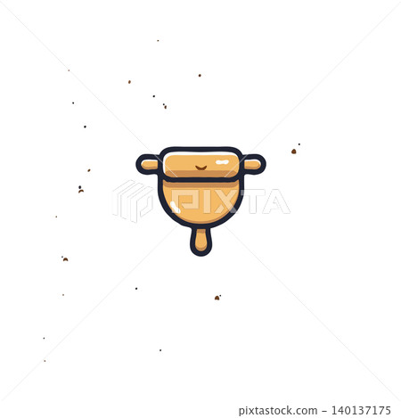 A charming cartoon illustration showcases a cute rolling pin character with a cheerful smile, creating a fun and inviting image perfect for baking-related content. It evokes a sense of joy and 140137175