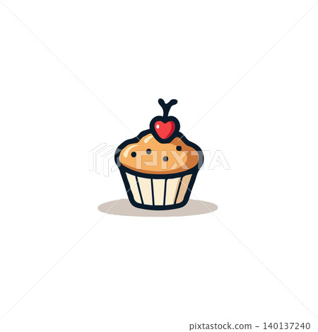 This image showcases a delightful cupcake illustration adorned with a bright red cherry on top, offering a cute and cheerful visual perfect for branding, social media, or any project needing a touch This image showcases a delightful cupcake illustration adorned with a bright red cherry on top, offering a cute and cheerful visual perfect for branding, social media, or any project needing a touch 140137240