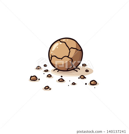 A stylized illustration depicts a cracked sphere sitting on a scattering of debris against a plain background. The image conveys concepts of imperfection, fragmentation, and resilience through its A stylized illustration depicts a cracked sphere sitting on a scattering of debris against a plain background. The image conveys concepts of imperfection, fragmentation, and resilience through its 140137241