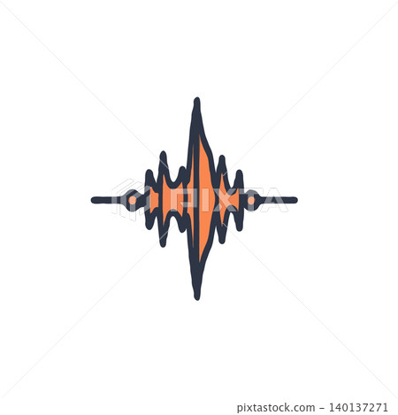 An abstract waveform illustration depicting audio representation. This image captures signal processing technology with data visualization that could be used for scientific analysis, sound 140137271