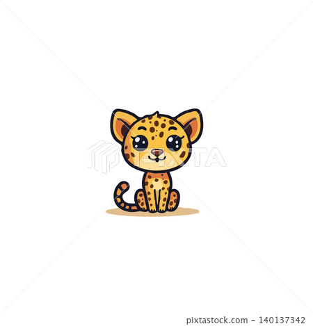 A captivating cartoon featuring an endearing cheetah cub. With a charming design and big eyes, it is rendered in a fun, simple style and displays a friendly demeanor. The animal's fur pattern is A captivating cartoon featuring an endearing cheetah cub. With a charming design and big eyes, it is rendered in a fun, simple style and displays a friendly demeanor. The animal's fur pattern is 140137342