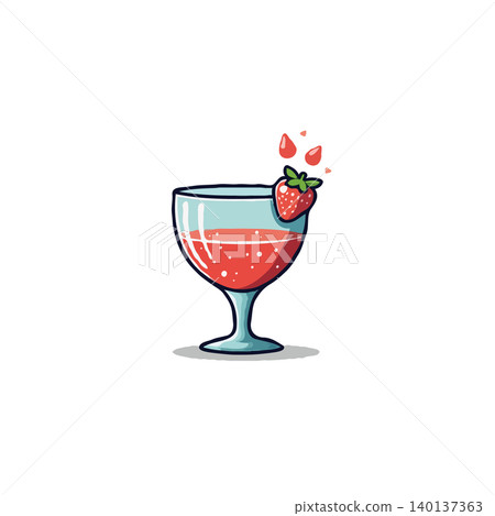 A delightful illustration featuring a refreshing strawberry beverage in a glass. The vibrant red color and fresh strawberry garnish evoke feelings of summer, sweetness, and healthy indulgence. A delightful illustration featuring a refreshing strawberry beverage in a glass. The vibrant red color and fresh strawberry garnish evoke feelings of summer, sweetness, and healthy indulgence. 140137363