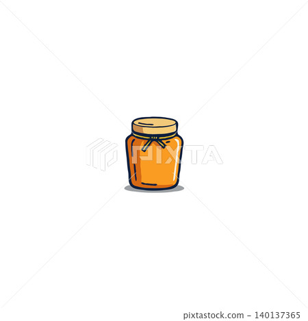 A charming stylized illustration showcases a jar filled with golden contents. The design emphasizes simplicity, evoking thoughts of sweetness, natural goodness, and homemade treats. Its vibrant A charming stylized illustration showcases a jar filled with golden contents. The design emphasizes simplicity, evoking thoughts of sweetness, natural goodness, and homemade treats. Its vibrant 140137365