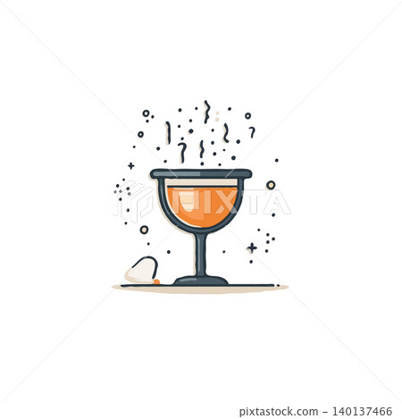 A minimalist illustration depicts a warm beverage in a glass with rising steam, conveying a sense of comfort and relaxation. The clean design emphasizes simplicity, inviting viewers to pause and A minimalist illustration depicts a warm beverage in a glass with rising steam, conveying a sense of comfort and relaxation. The clean design emphasizes simplicity, inviting viewers to pause and 140137466