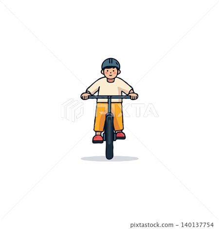 An illustration depicting a child riding a bicycle, wearing a helmet, conveying themes of outdoor activity, safety, and childhood fun. The design is simple and cheerful, capturing the essence of An illustration depicting a child riding a bicycle, wearing a helmet, conveying themes of outdoor activity, safety, and childhood fun. The design is simple and cheerful, capturing the essence of 140137754