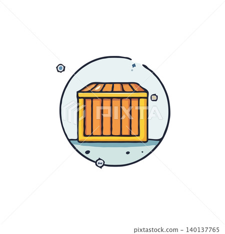 A delightful cartoon crate illustration, perfect for commercial use, isolated and set within a circular frame. This playful design encapsulates storage, delivery, and logistical concepts with A delightful cartoon crate illustration, perfect for commercial use, isolated and set within a circular frame. This playful design encapsulates storage, delivery, and logistical concepts with 140137765