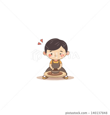 A charming illustration of a young, animated potter shaping clay on a wheel. The character's focus and dedication highlight the craft's artistry and skill. This artwork captures the essence of A charming illustration of a young, animated potter shaping clay on a wheel. The character's focus and dedication highlight the craft's artistry and skill. This artwork captures the essence of 140137848