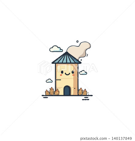 Delightful illustration showcasing a friendly tower structure, depicted in a simple, cartoon-style design. The tower is set against a backdrop of soft clouds, creating a cheerful and whimsical Delightful illustration showcasing a friendly tower structure, depicted in a simple, cartoon-style design. The tower is set against a backdrop of soft clouds, creating a cheerful and whimsical 140137849