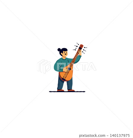 An illustrated character gracefully plays a mandolin, creating a delightful atmosphere filled with music. This whimsical scene showcases the joy and artistry of musical performance, evoking feelings An illustrated character gracefully plays a mandolin, creating a delightful atmosphere filled with music. This whimsical scene showcases the joy and artistry of musical performance, evoking feelings 140137975