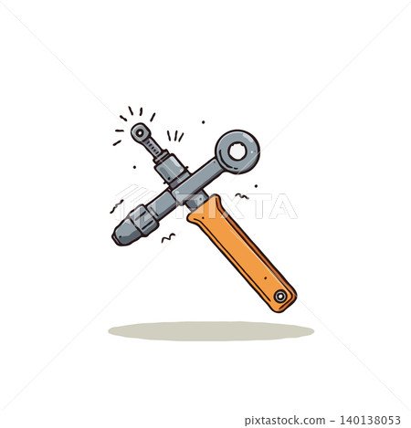 This image displays a creatively designed hand tool illustration, blending technical precision with artistic expression. It evokes a sense of craftsmanship, mechanical ingenuity, and detailed 140138053