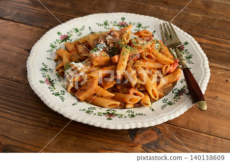 Penne with bamboo shoot ratatouille Penne with bamboo shoot ratatouille 140138609