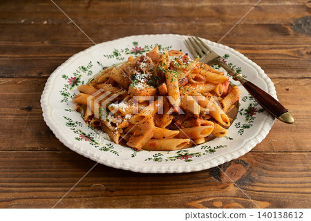 Penne with bamboo shoot ratatouille Penne with bamboo shoot ratatouille 140138612