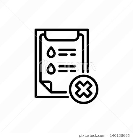Bad blood test results thin line icon. Clipboard with abnormal indicators and medical report. Health checkup and disease detection. Vector illustration Bad blood test results thin line icon. Clipboard with abnormal indicators and medical report. Health checkup and disease detection. Vector illustration 140138665