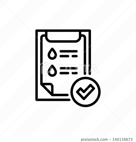 Good blood test results thin line icon. Clipboard with normal indicators, check mark and medical report vector illustration. Health checkup 140138673