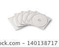 Five discs stacked diagonally in a transparent case. 140138717