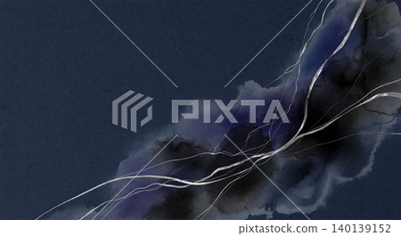 A luxurious Japanese-style background featuring black ink bleeding and platinum ink lines on deep blue washi paper. A luxurious Japanese-style background featuring black ink bleeding and platinum ink lines on deep blue washi paper. 140139152