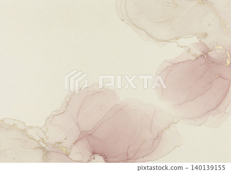 A background material featuring off-white Japanese paper, pink watercolor, and shimmering champagne gold. A background material featuring off-white Japanese paper, pink watercolor, and shimmering champagne gold. 140139155