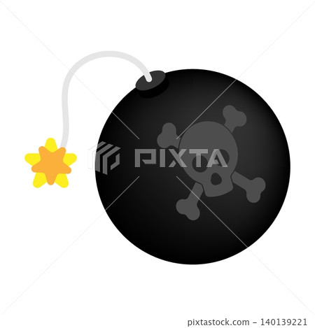 Isometric bomb with a lit fuse ready to explode. Isolated cartoon vector on white background top view Isometric bomb with a lit fuse ready to explode. Isolated cartoon vector on white background top view 140139221