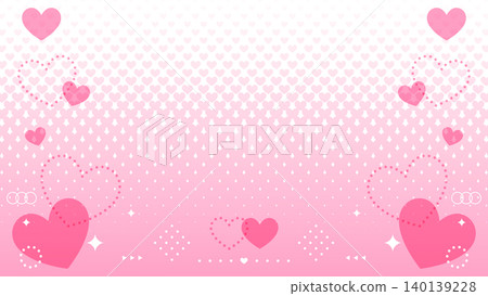 Heart-shaped decorative frame, halftone background, 16:9 aspect ratio. Heart-shaped decorative frame, halftone background, 16:9 aspect ratio. 140139228