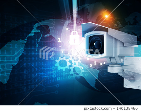 CCTV camera on technology background CCTV camera on technology background 140139460