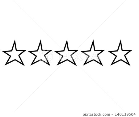 Hand-drawn style 5-star line art icon illustration, template for ratings and reviews. Hand-drawn style 5-star line art icon illustration, template for ratings and reviews. 140139504