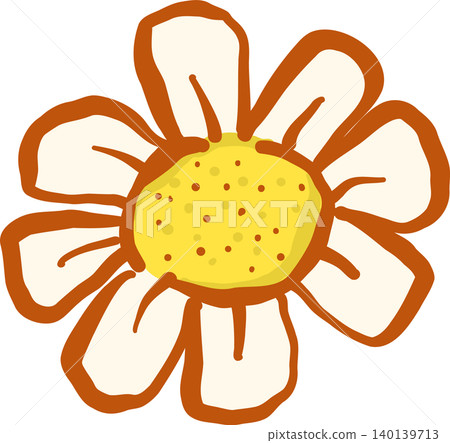 Whimsical White Daisy Flower Hand Drawn Doodle Whimsical White Daisy Flower Hand Drawn Doodle 140139713