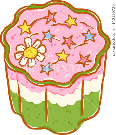 Whimsy Matcha Strawberry Latte with Sprinkles Doodle Hand Drawn Whimsy Matcha Strawberry Latte with Sprinkles Doodle Hand Drawn 140139720