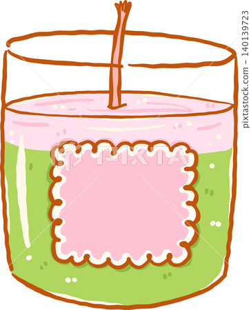 Whimsy Spilled Matcha Strawberry Candle Doodle Hand Drawn Whimsy Spilled Matcha Strawberry Candle Doodle Hand Drawn 140139723