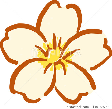 White Cherry Blossom Flower Hand Drawn Doodle White Cherry Blossom Flower Hand Drawn Doodle 140139742