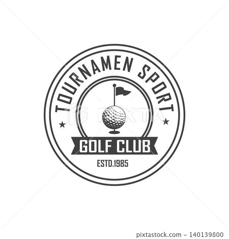 Tournament Sport Golf Club Logo with Flag and Ball Icon Tournament Sport Golf Club Logo with Flag and Ball Icon 140139800
