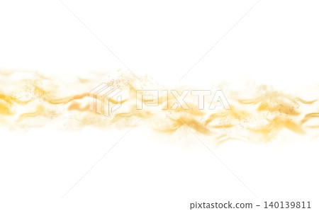 背景插圖以白色背景為襯托，飾以流暢優雅的金色波浪線和光粒子，以及抽象的煙霧和特效。 140139811